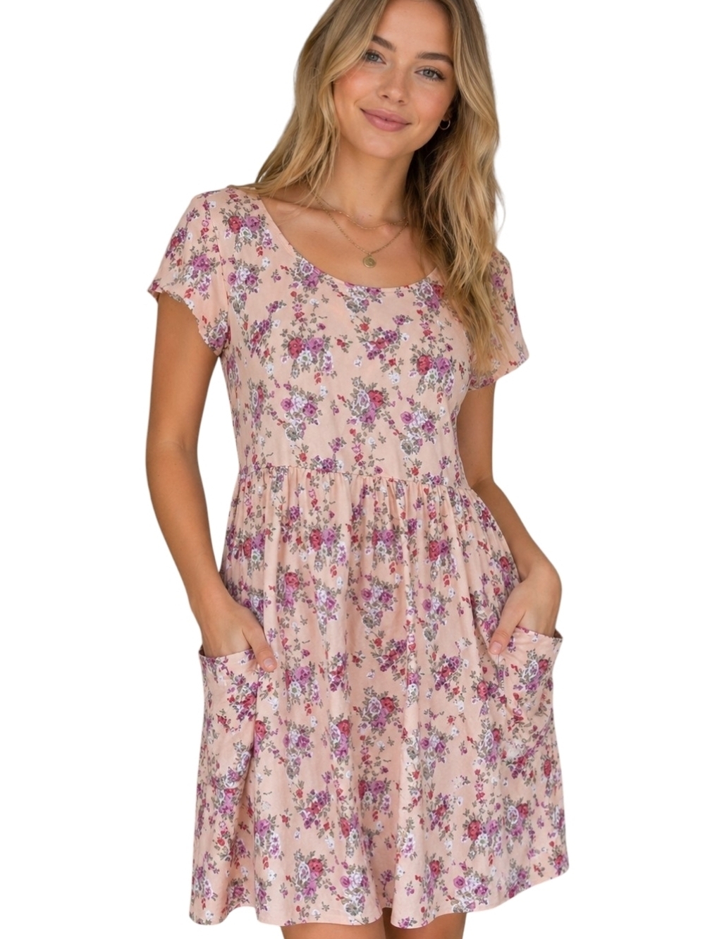 Band of Gypsies Floral Mini Dress Women Medium Pink Feminine